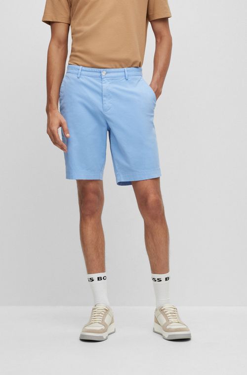 Shorts Slim Fit Em Algodão Elástico