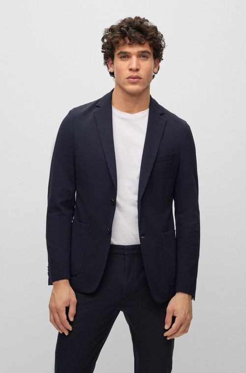Blazer Slim Fit Em Jérsei De Desempenho Elástico Com Micro Estampas