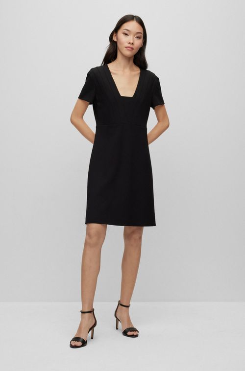 Vestido Slim-Fit De Manga Curta Com Detalhes De Costura