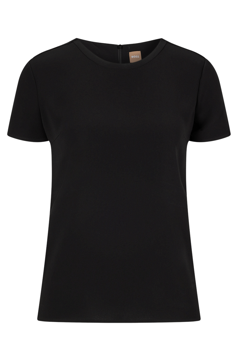 Blusa De Crepe Com Mangas Curtas