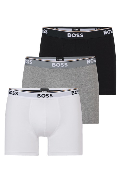 Conjunto De Três Boxers Em Algodão Stretch Com Logotipos