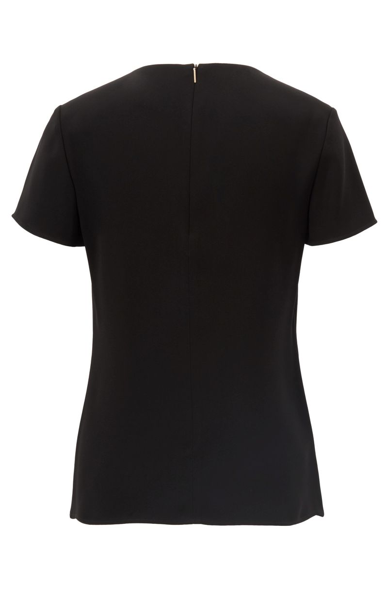 Blusa De Crepe Com Mangas Curtas