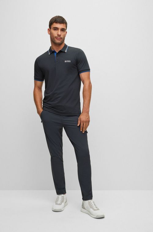 Camisa Polo Em Mistura De Algodão Com Logotipos Contrastantes