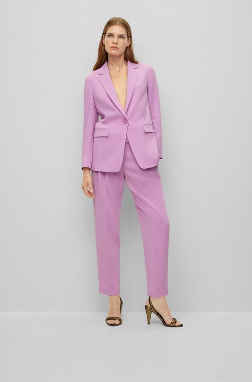 Blazer Com Ajuste Descontraído Em Crepe Japonês Resistente A Vincos