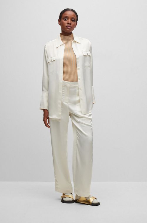 Blusa De Manga Comprida Em Cetim Pesado