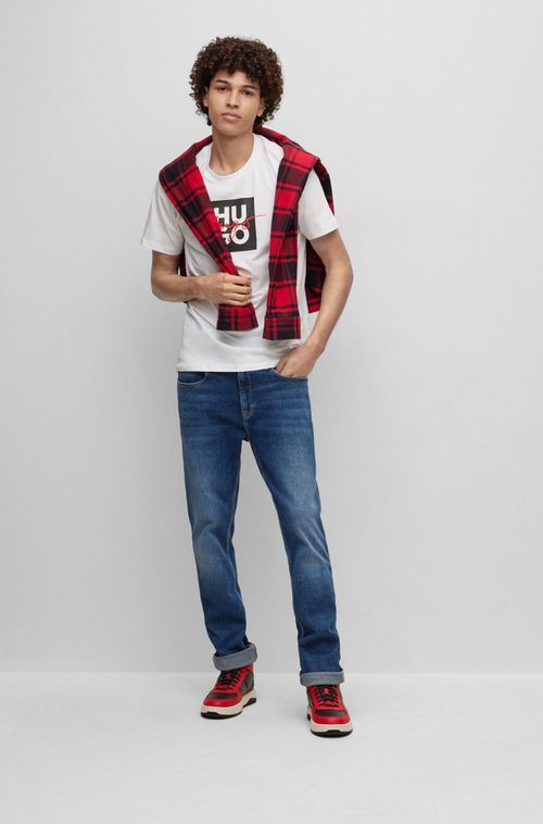 Camiseta Em Jérsei De Algodão Com Logotipos Sobrepostos E Manuscritos