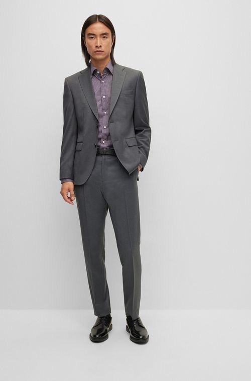 Calça Formal Em Sarja De Lã Virgem