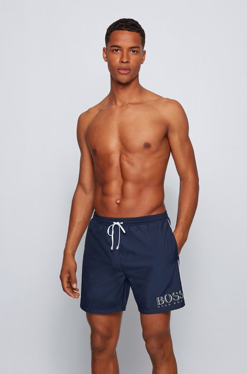 Shorts De Praia Com Logotipo Em Tecido De Secagem Rápida