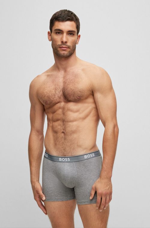 Conjunto De Três Boxers Em Algodão Stretch Com Logotipos