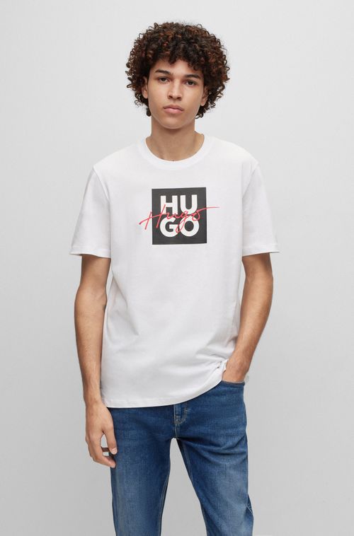 Camiseta Em Jérsei De Algodão Com Logotipos Sobrepostos E Manuscritos