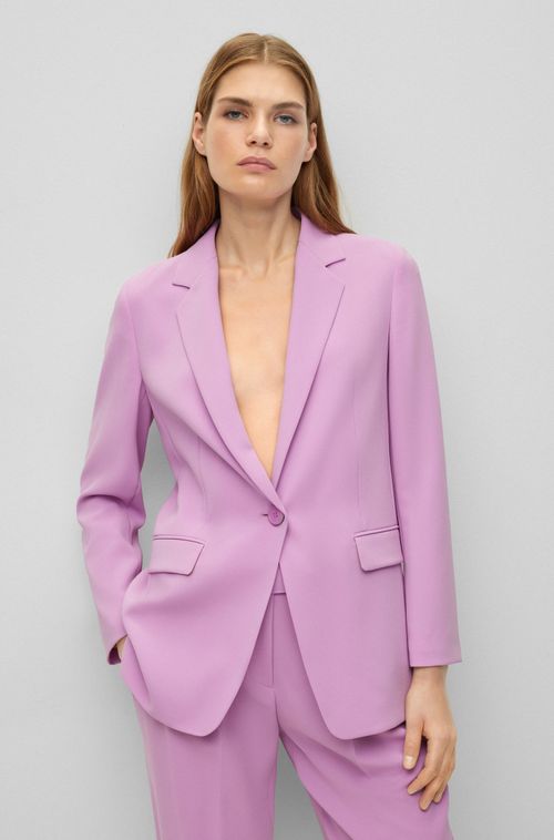 Blazer Com Ajuste Descontraído Em Crepe Japonês Resistente A Vincos