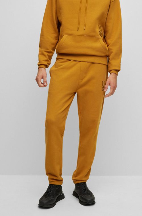 Calça Tracksuit Com Bainhas Em Algodão Orgânico Com Logotipo Sobreposto