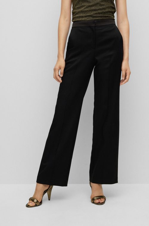 Calça Regular Fit Em Lã Sustentável