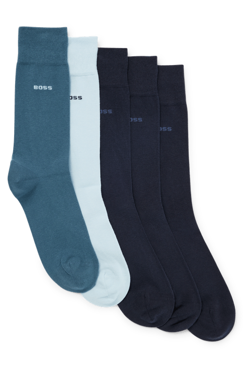 Conjunto De Cinco Pares De Meias De Comprimento Regular Em Mescla De Algodão