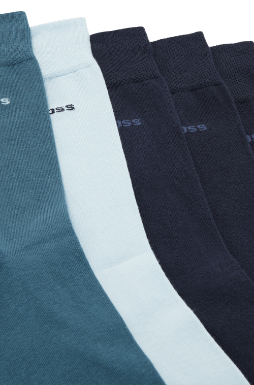 Conjunto De Cinco Pares De Meias De Comprimento Regular Em Mescla De Algodão