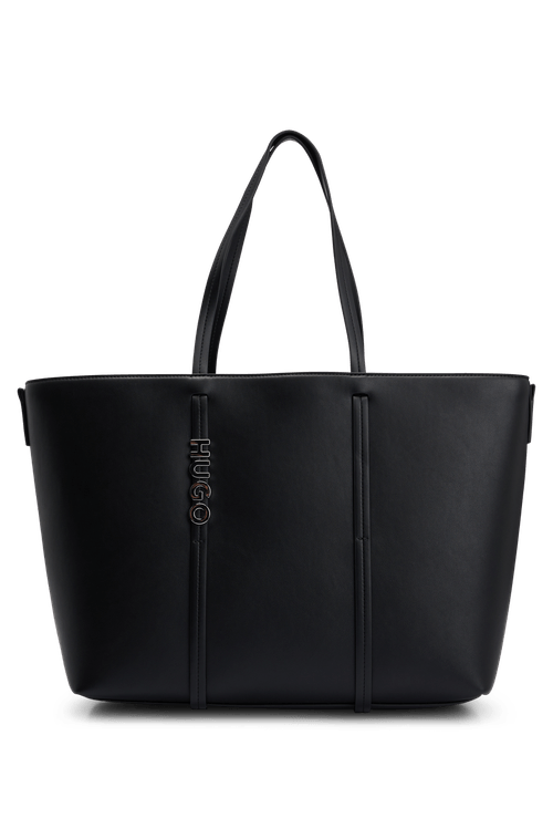 Bolsa Shopper Em Couro Colado Com Logo Polido