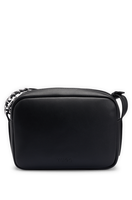 Bolsa Transversal Em Couro Colado Com Alça Com Logo