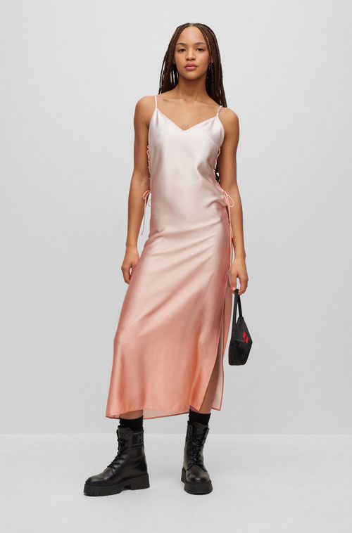 Vestido Slip Com Estampa Degradê Em Cetim Macio