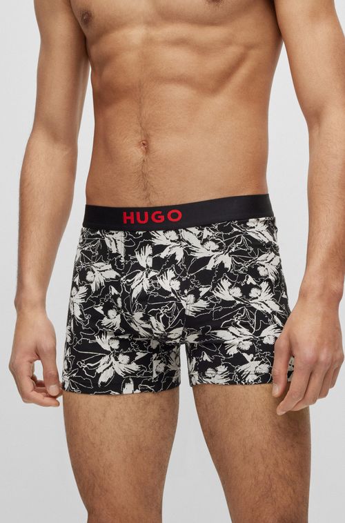 Pacote de Duas Cuecas Boxer Em Algodão Com Logos Na Cintura