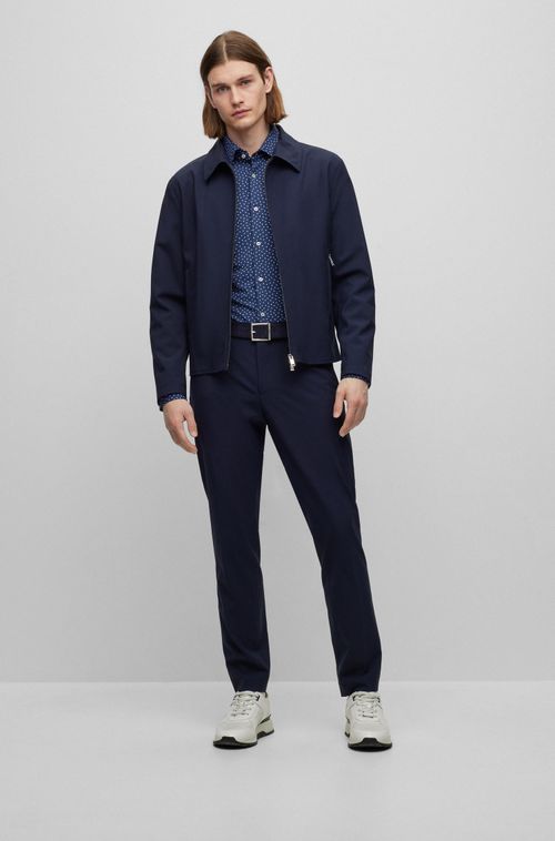 Camisa De Ajuste Fino Em Tecido Stretch Estampado