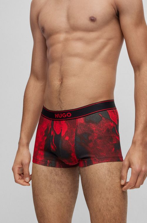 Cuecas Boxer Justas De Algodão Com Pernas Curtas, Cintura Média E Estampa Da Estação