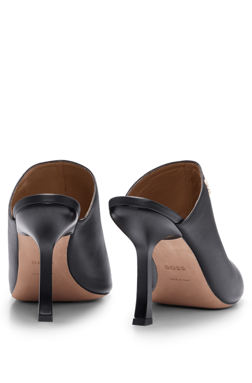 Mules Abertos De Couro Nappa Com Salto De 9 Cm