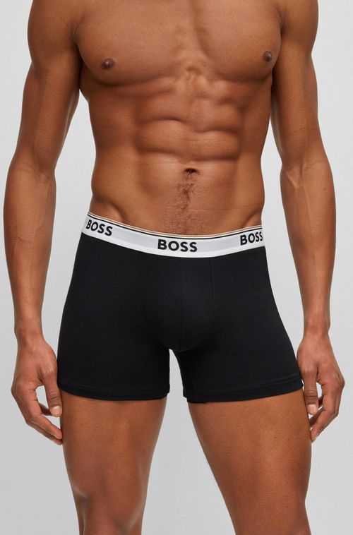 Conjunto Com Três Cuecas Boxer Em Algodão Stretch Com Logos
