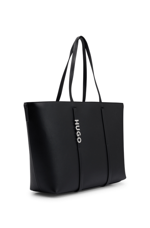 Bolsa Shopper Em Couro Colado Com Logo Polido