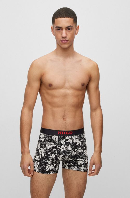 Pacote de Duas Cuecas Boxer Em Algodão Com Logos Na Cintura
