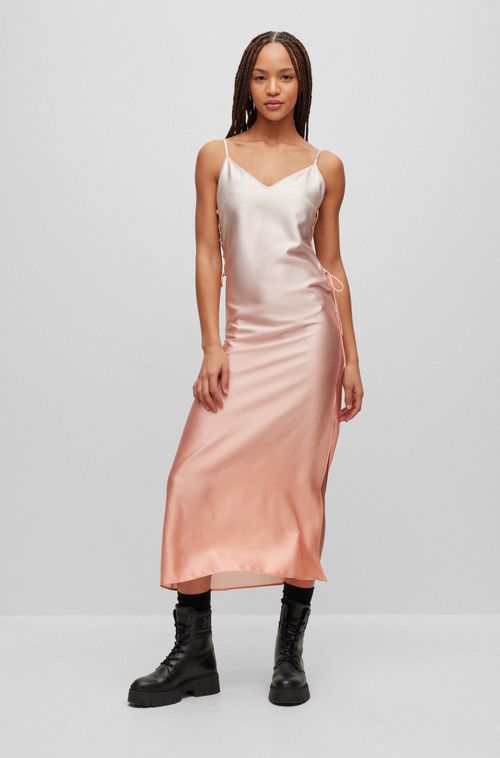 Vestido Slip Com Estampa Degradê Em Cetim Macio