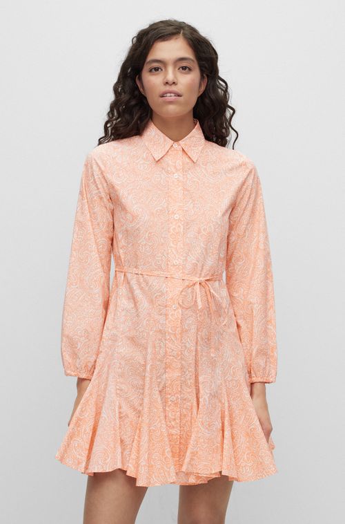 Vestido Camisa De Manga Longa Em Algodão Estampado Paisley