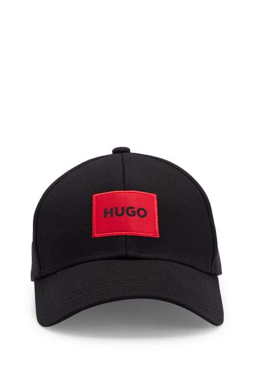 Boné De Sarja De Algodão Com Logotipo Vermelho