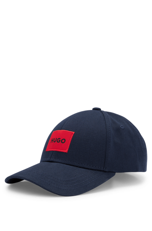 Boné De Sarja De Algodão Com Logotipo Vermelho