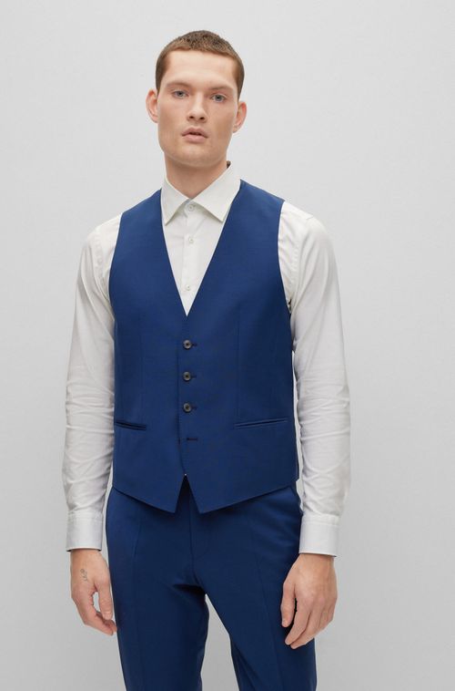 Colete Social Slim Fit Em Mistura De Lã Virgem