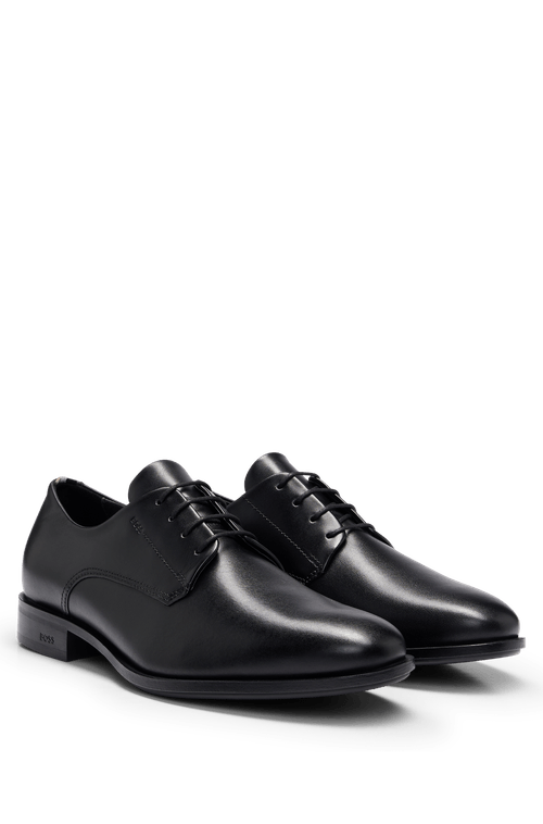 Sapatos Derby Em Couro Com Logo Em Relevo Preto