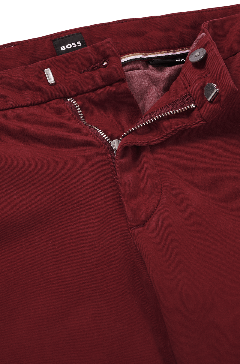 Calças Chino Slim-Fit Em Gabardine De Algodão Stretch Vermelha