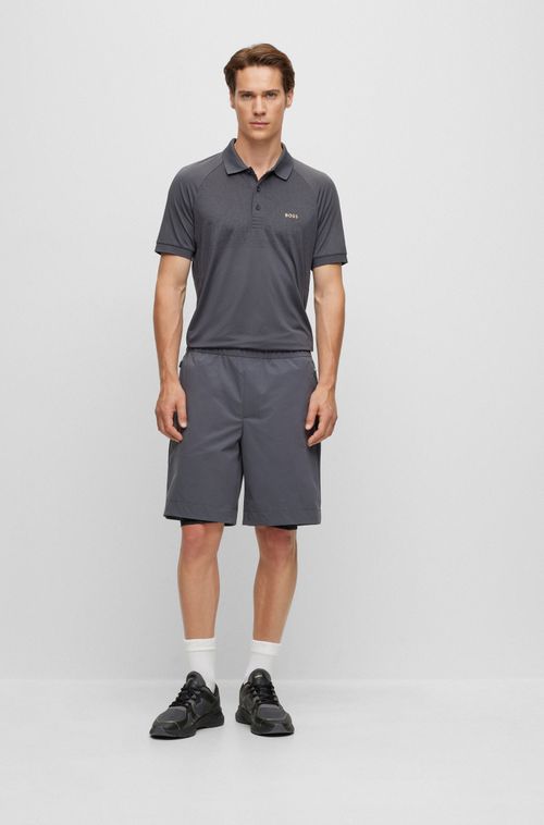 Camisa Polo Slim-Fit Com Padrão Refletivo Decorativo Cinza