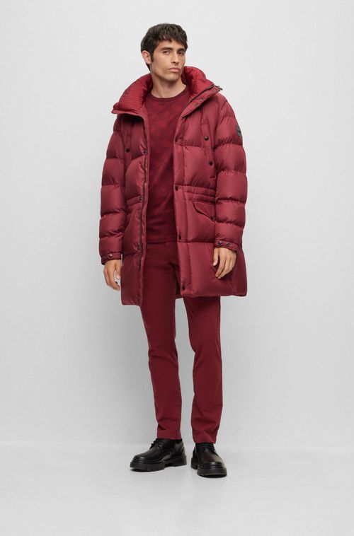 Calças Chino Slim-Fit Em Gabardine De Algodão Stretch Vermelha