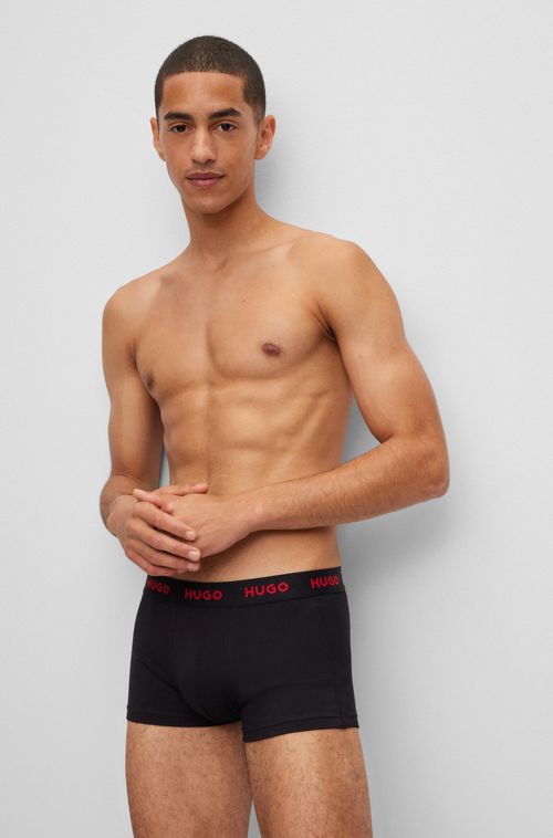 Conjunto Com Três Cuecas Boxer De Algodão Stretch Com Logo Na Cintura