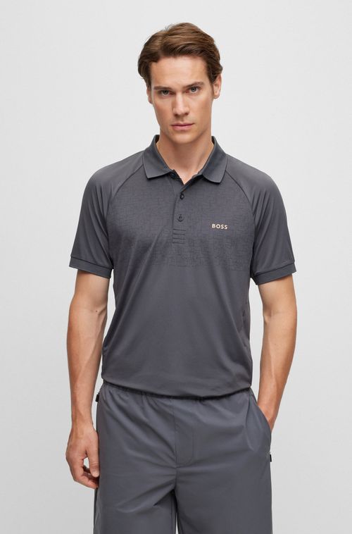 Camisa Polo Slim-Fit Com Padrão Refletivo Decorativo Cinza