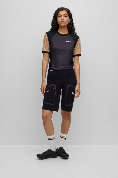 BOSS x ASSOS Camiseta De Ciclismo Preta De Malha Com Proteção UPF35 Regular Fit