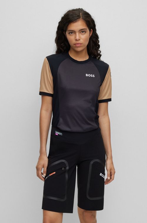 BOSS x ASSOS Camiseta De Ciclismo Preta De Malha Com Proteção UPF35 Regular Fit