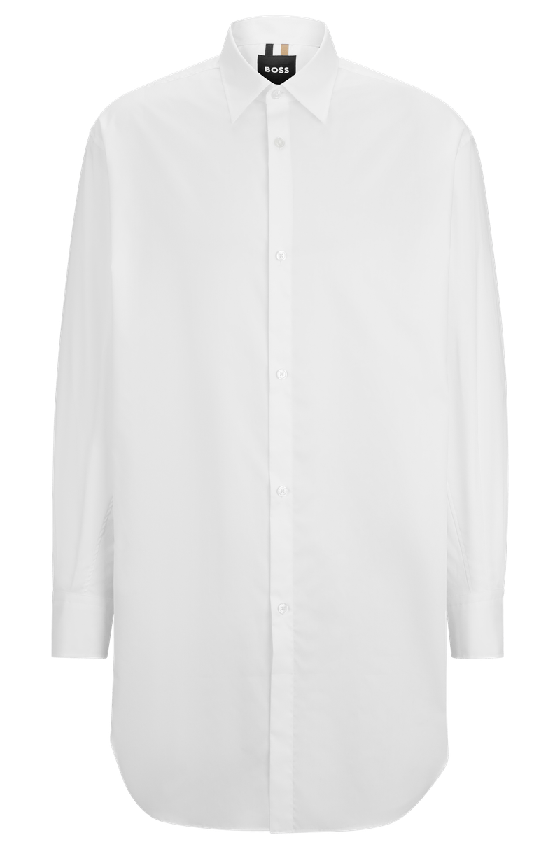 Camisa Comprida Branca Regular-Fit Em Popeline De Algodão Easy-Iron