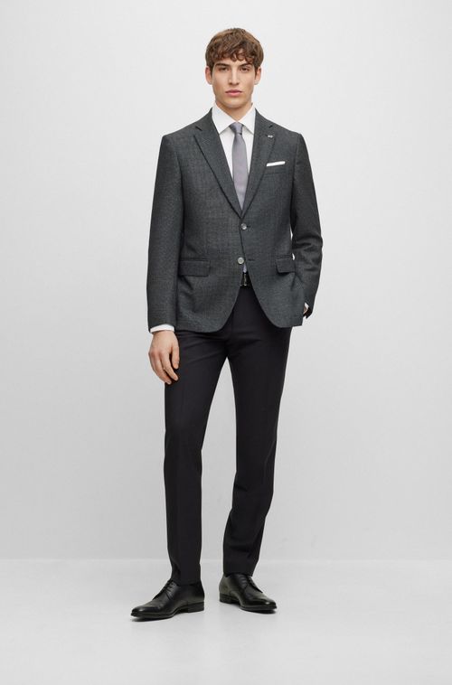 Blazer Slim-Fit Em Lã E Algodão Com Micro Padronagem