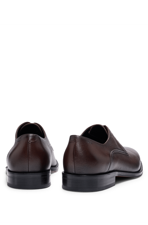 Sapatos Derby Marrom Em Couro Granulado
