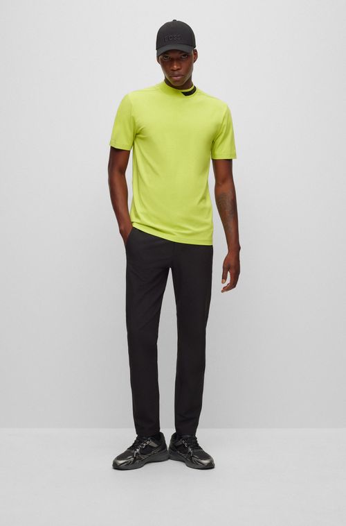 Camiseta Em Algodão Stretch Com Faixa De Logo Em Jacquard Na Gola