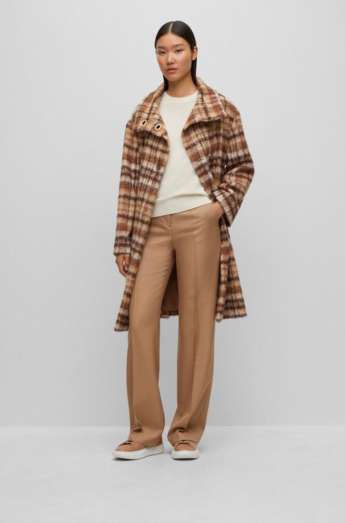 Suéter Com Gola Careca Em Cashmere Verificada