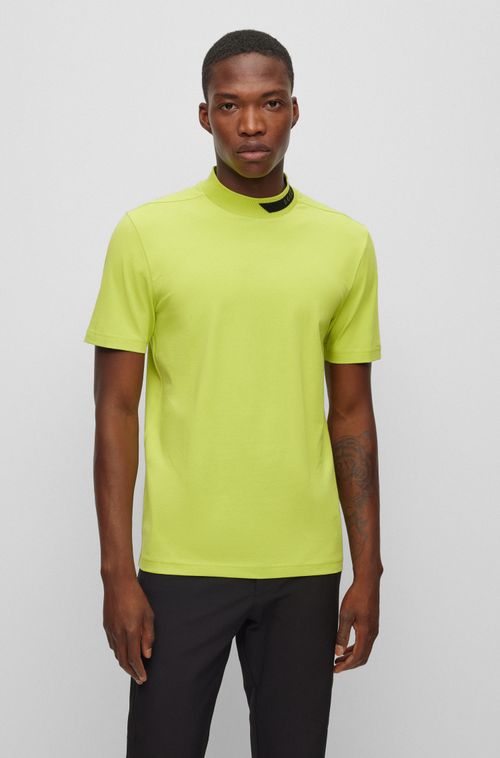 Camiseta Em Algodão Stretch Com Faixa De Logo Em Jacquard Na Gola