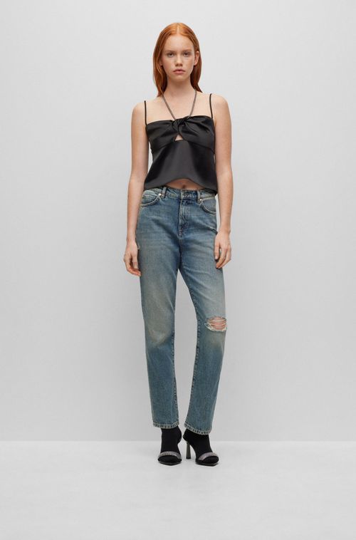 Calças Jeans Relaxed-Fit Em Denim Azul
