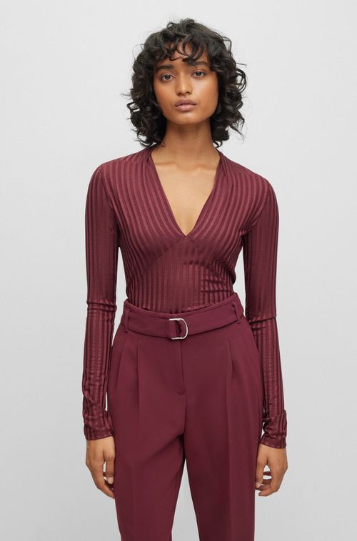 Blusa Slim-Fit Em Jersey Canelada Brilhante